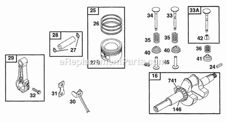 Piston Grp Crank Diagram and Parts List for 194412-0112-99  Briggs and Stratton Engine